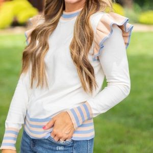 THML Karina Ruffle Sleeve Sweater Size Large